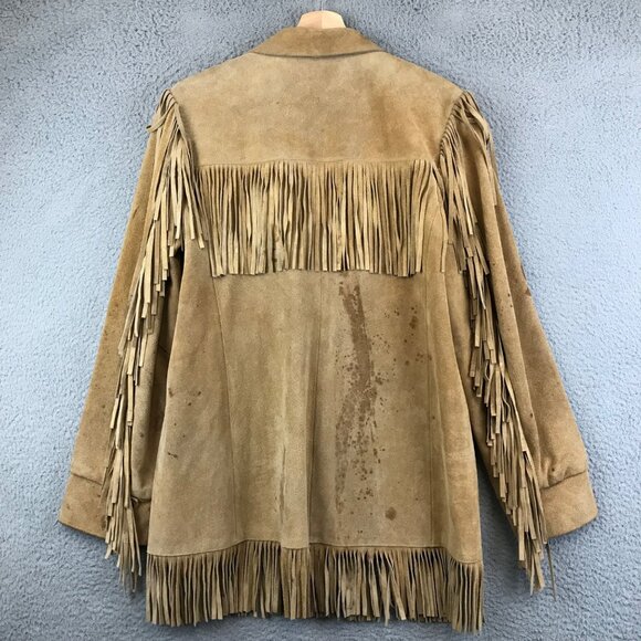 Vintage Dawn Fashions Suede Leather Fringe Jacket 60’s Hippy Size M - Picture 2 of 15
